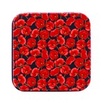 Flower Poppies Plant Petal Square Metal Box (Black)