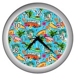 Summer Pattern Seamless Wall Clock (Silver)