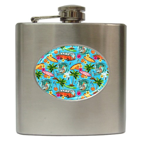 Summer Pattern Seamless Hip Flask (6 oz) from ArtsNow.com Front