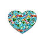 Summer Pattern Seamless Rubber Heart Coaster (4 pack)