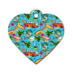 Summer Pattern Seamless Dog Tag Heart (One Side)