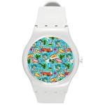 Summer Pattern Seamless Round Plastic Sport Watch (M)