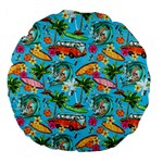 Summer Pattern Seamless Large 18  Premium Flano Round Cushions