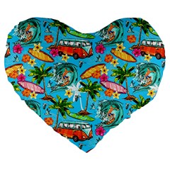 Summer Pattern Seamless Large 19  Premium Flano Heart Shape Cushions from ArtsNow.com Front