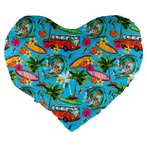 Summer Pattern Seamless Large 19  Premium Flano Heart Shape Cushions from ArtsNow.com Back