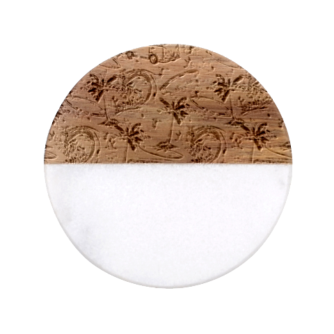 Summer Pattern Seamless Classic Marble Wood Coaster (Round)  from ArtsNow.com Front