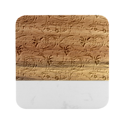 Summer Pattern Seamless Marble Wood Coaster (Square) from ArtsNow.com Front