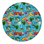 Summer Pattern Seamless Round Glass Fridge Magnet (4 pack)