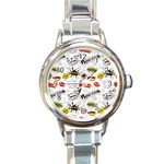 Pattern Seamless Texture Cartoon Round Italian Charm Watch