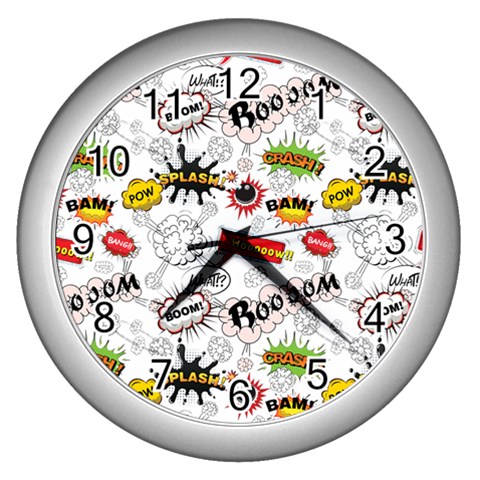 Pattern Seamless Texture Cartoon Wall Clock (Silver) from ArtsNow.com Front