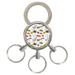 Pattern Seamless Texture Cartoon 3-Ring Key Chain