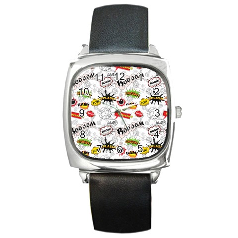 Pattern Seamless Texture Cartoon Square Metal Watch from ArtsNow.com Front