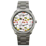 Pattern Seamless Texture Cartoon Sport Metal Watch