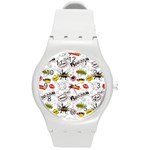 Pattern Seamless Texture Cartoon Round Plastic Sport Watch (M)