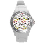 Pattern Seamless Texture Cartoon Round Plastic Sport Watch (L)