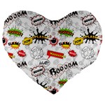 Pattern Seamless Texture Cartoon Large 19  Premium Flano Heart Shape Cushions