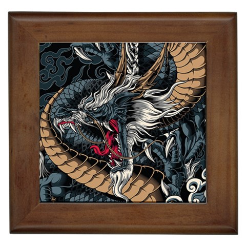 Dragon Snake Legend Japanese Mythology Framed Tile from ArtsNow.com Front