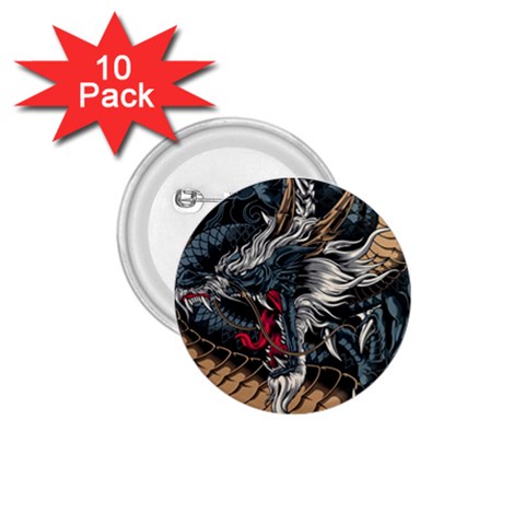 Dragon Snake Legend Japanese Mythology 1.75  Buttons (10 pack) from ArtsNow.com Front