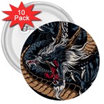 Dragon Snake Legend Japanese Mythology 3  Buttons (10 pack) 