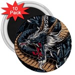 Dragon Snake Legend Japanese Mythology 3  Magnets (10 pack) 