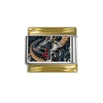 Dragon Snake Legend Japanese Mythology Gold Trim Italian Charm (9mm)