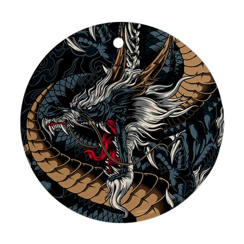 Dragon Snake Legend Japanese Mythology Round Ornament (Two Sides) from ArtsNow.com Back