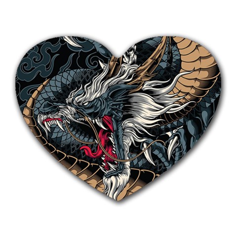 Dragon Snake Legend Japanese Mythology Heart Mousepad from ArtsNow.com Front