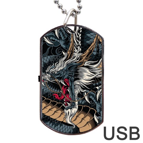 Dragon Snake Legend Japanese Mythology Dog Tag USB Flash (One Side) from ArtsNow.com Front