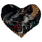 Dragon Snake Legend Japanese Mythology Large 19  Premium Flano Heart Shape Cushions