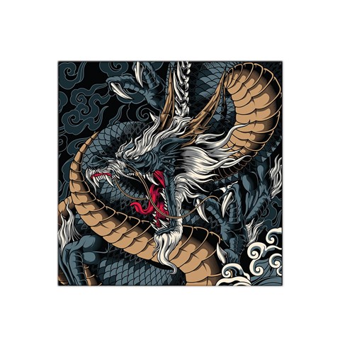 Dragon Snake Legend Japanese Mythology Satin Bandana Scarf 22  x 22  from ArtsNow.com Front