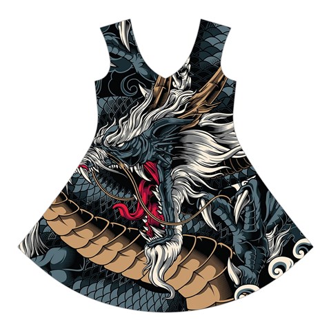 Dragon Snake Legend Japanese Mythology Short Sleeve V Front