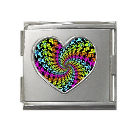 3d Grateful Dead 90 s Neon Dancing Bears Mega Link Heart Italian Charm (18mm) from ArtsNow.com Front