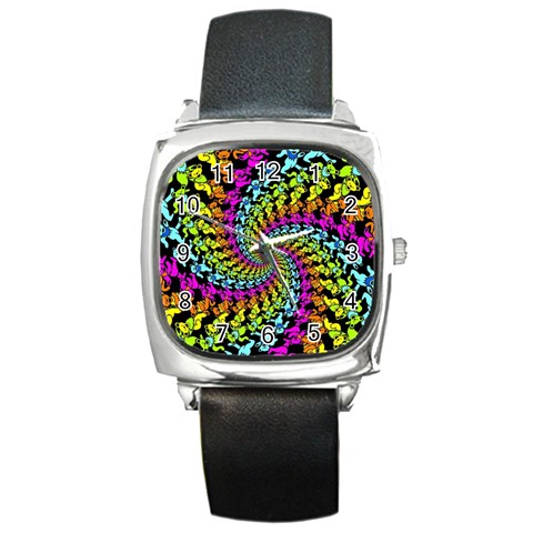 3d Grateful Dead 90 s Neon Dancing Bears Square Metal Watch from ArtsNow.com Front