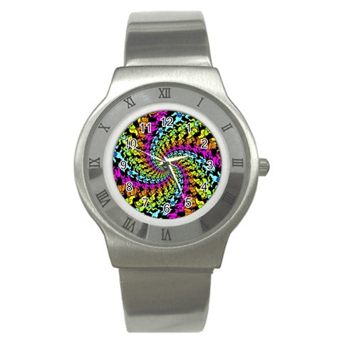 3d Grateful Dead 90 s Neon Dancing Bears Stainless Steel Watch from ArtsNow.com Front