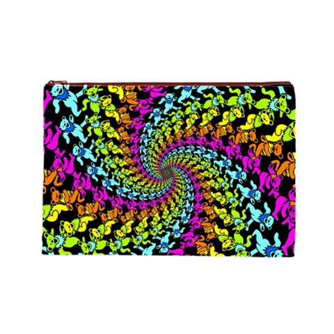 3d Grateful Dead 90 s Neon Dancing Bears Cosmetic Bag (Large) from ArtsNow.com Front