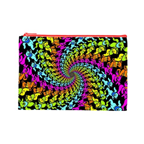 3d Grateful Dead 90 s Neon Dancing Bears Cosmetic Bag (Large) from ArtsNow.com Front