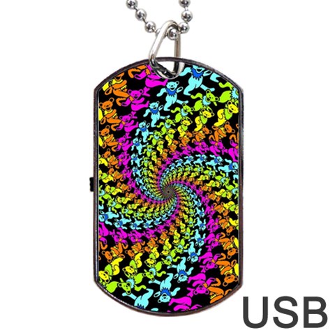 3d Grateful Dead 90 s Neon Dancing Bears Dog Tag USB Flash (One Side) from ArtsNow.com Front