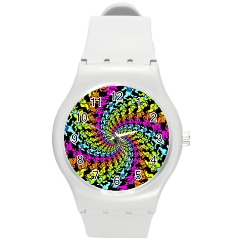 3d Grateful Dead 90 s Neon Dancing Bears Round Plastic Sport Watch (M) from ArtsNow.com Front