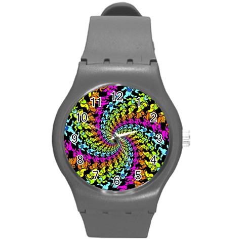 3d Grateful Dead 90 s Neon Dancing Bears Round Plastic Sport Watch (M) from ArtsNow.com Front