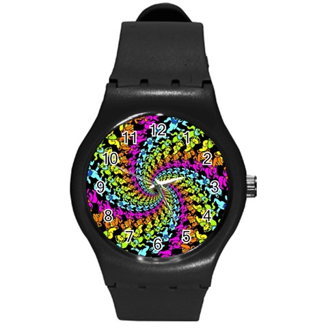 3d Grateful Dead 90 s Neon Dancing Bears Round Plastic Sport Watch (M) from ArtsNow.com Front