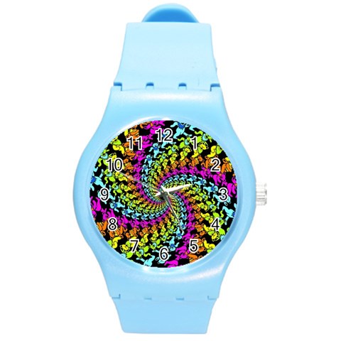 3d Grateful Dead 90 s Neon Dancing Bears Round Plastic Sport Watch (M) from ArtsNow.com Front