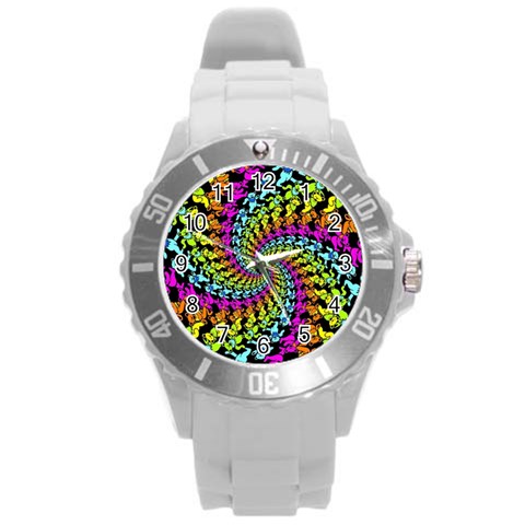 3d Grateful Dead 90 s Neon Dancing Bears Round Plastic Sport Watch (L) from ArtsNow.com Front