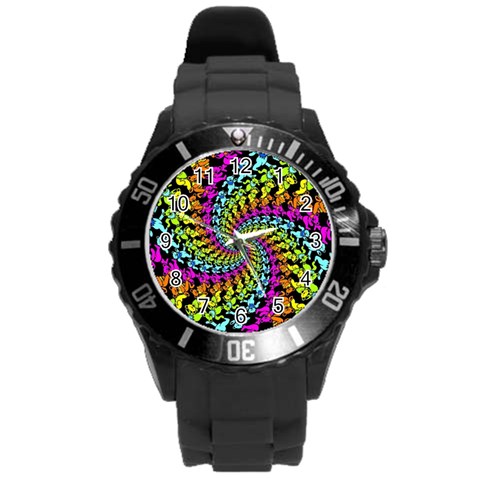 3d Grateful Dead 90 s Neon Dancing Bears Round Plastic Sport Watch (L) from ArtsNow.com Front