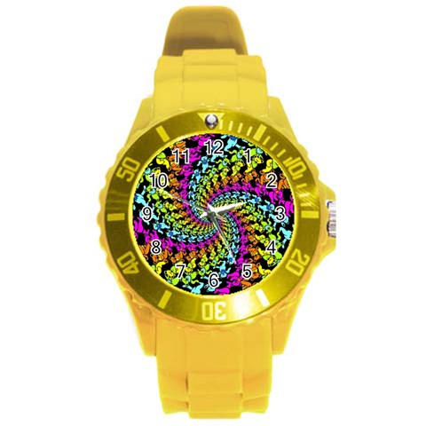 3d Grateful Dead 90 s Neon Dancing Bears Round Plastic Sport Watch (L) from ArtsNow.com Front