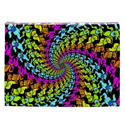 3d Grateful Dead 90 s Neon Dancing Bears Cosmetic Bag (XXL) from ArtsNow.com Front