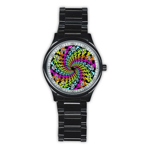 3d Grateful Dead 90 s Neon Dancing Bears Stainless Steel Round Watch from ArtsNow.com Front