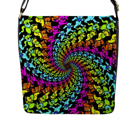 3d Grateful Dead 90 s Neon Dancing Bears Flap Closure Messenger Bag (L) from ArtsNow.com Front