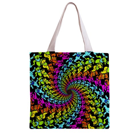 3d Grateful Dead 90 s Neon Dancing Bears Zipper Grocery Tote Bag from ArtsNow.com Front