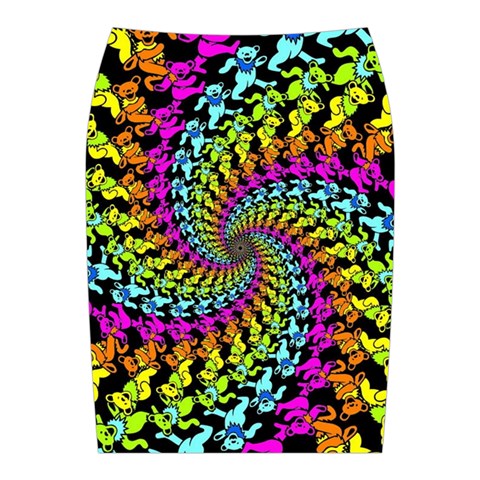 3d Grateful Dead 90 s Neon Dancing Bears Midi Wrap Pencil Skirt from ArtsNow.com Back