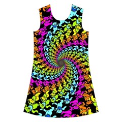 3d Grateful Dead 90 s Neon Dancing Bears Kids  Short Sleeve Velvet Dress from ArtsNow.com Front